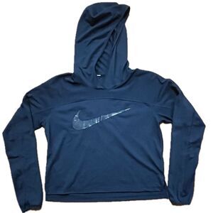 Nike Running Dri-Fit Long Sleeved Lightweight Hoodie Sweatshirt Navy Blue Small